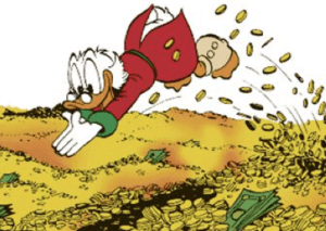 7 figure business owner donald duck & money illustration