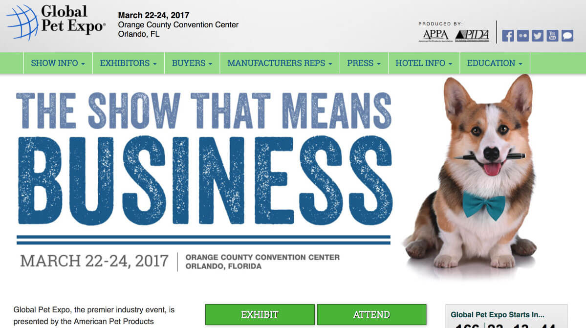 Global Pet Expo Website Screenshot