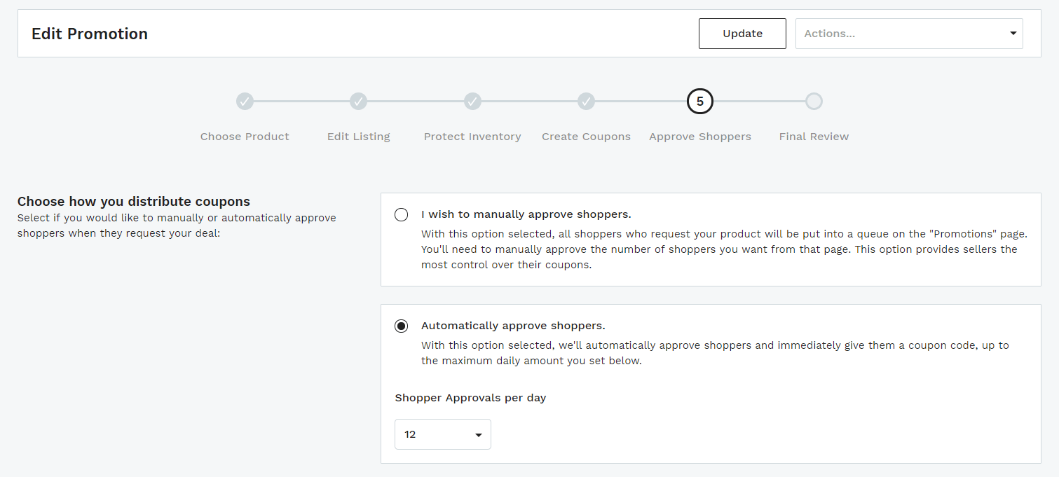 Automatic approval of coupons process