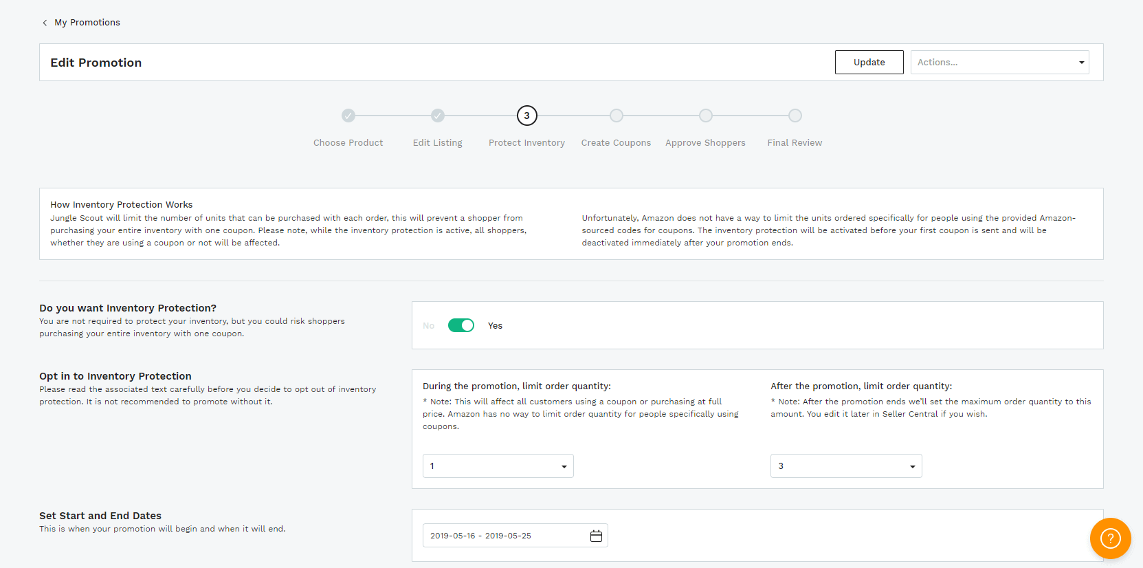 image of inventory protection set-up process