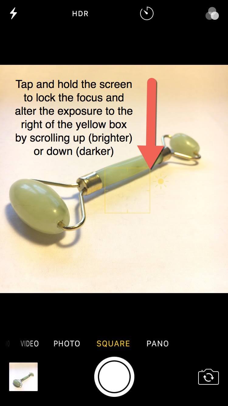 how to adjust exposure settings when taking a photo on an iphone