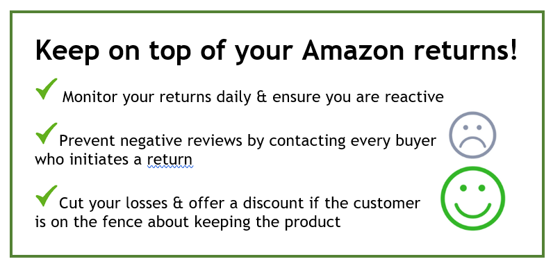 bullet list re: customer returns