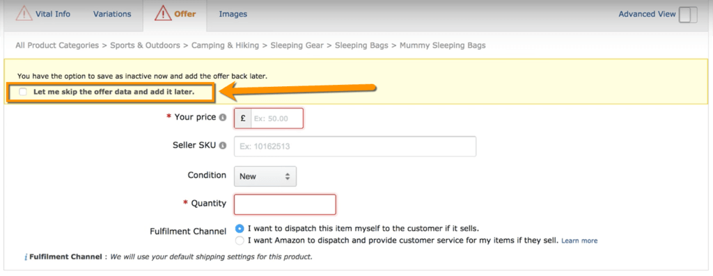 Check this box creating amazon listing