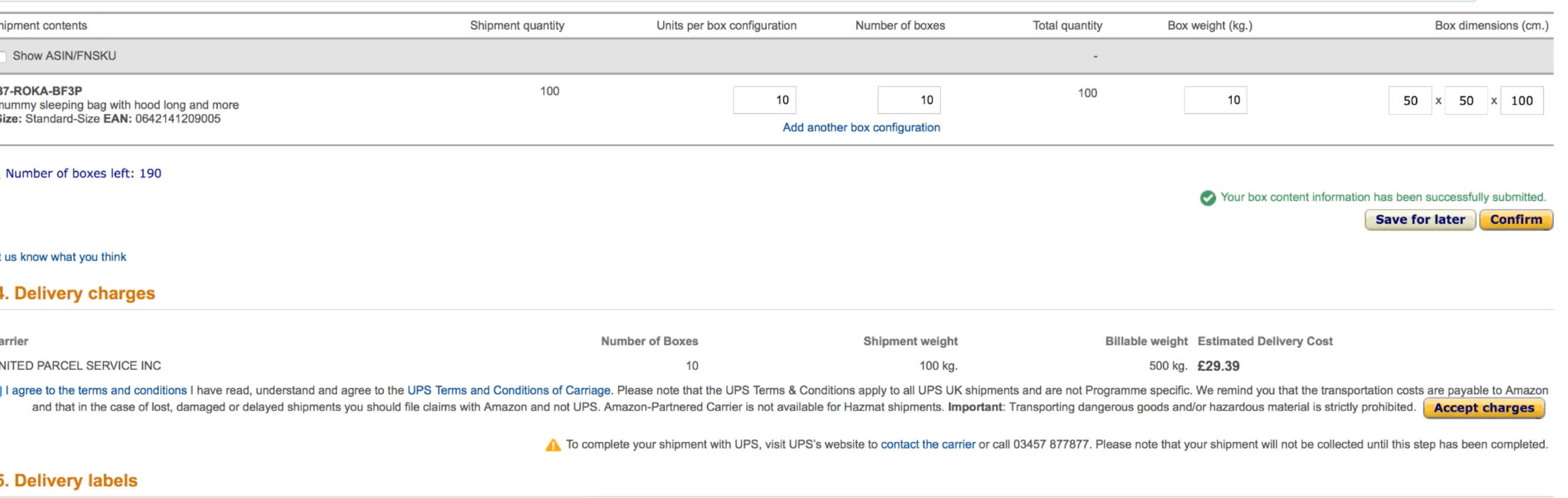 Shipment plan - get shipping estimates