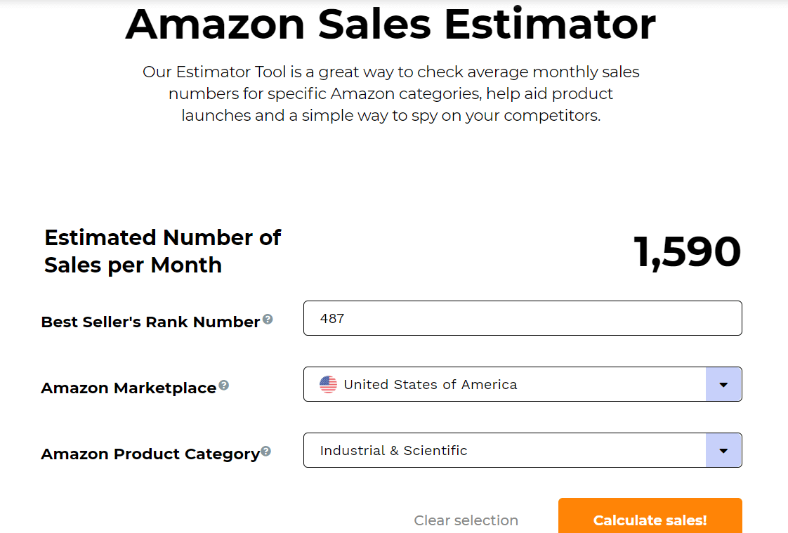 Jungle Scout sales estimator