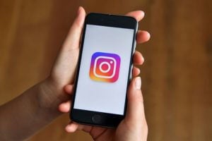 Phone with instagram logo