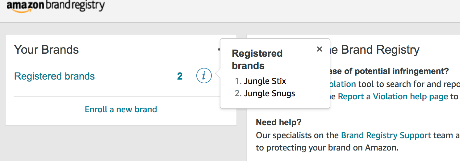 Jungle Stix and Jungle Snugs Brand Registry