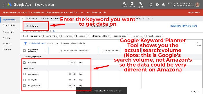 amazon keyword planner