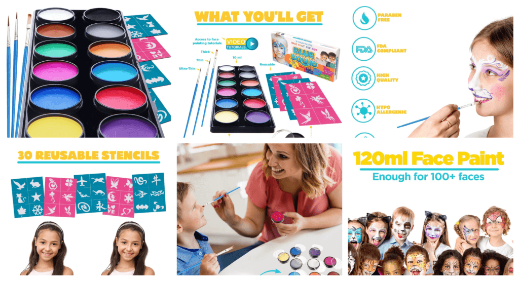  Roll over image to zoom in Face Paint Kit for Kids