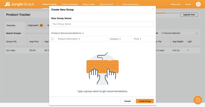 This is how you can create a new group of product ideas using the Jungle Scout Web App's tracker.
