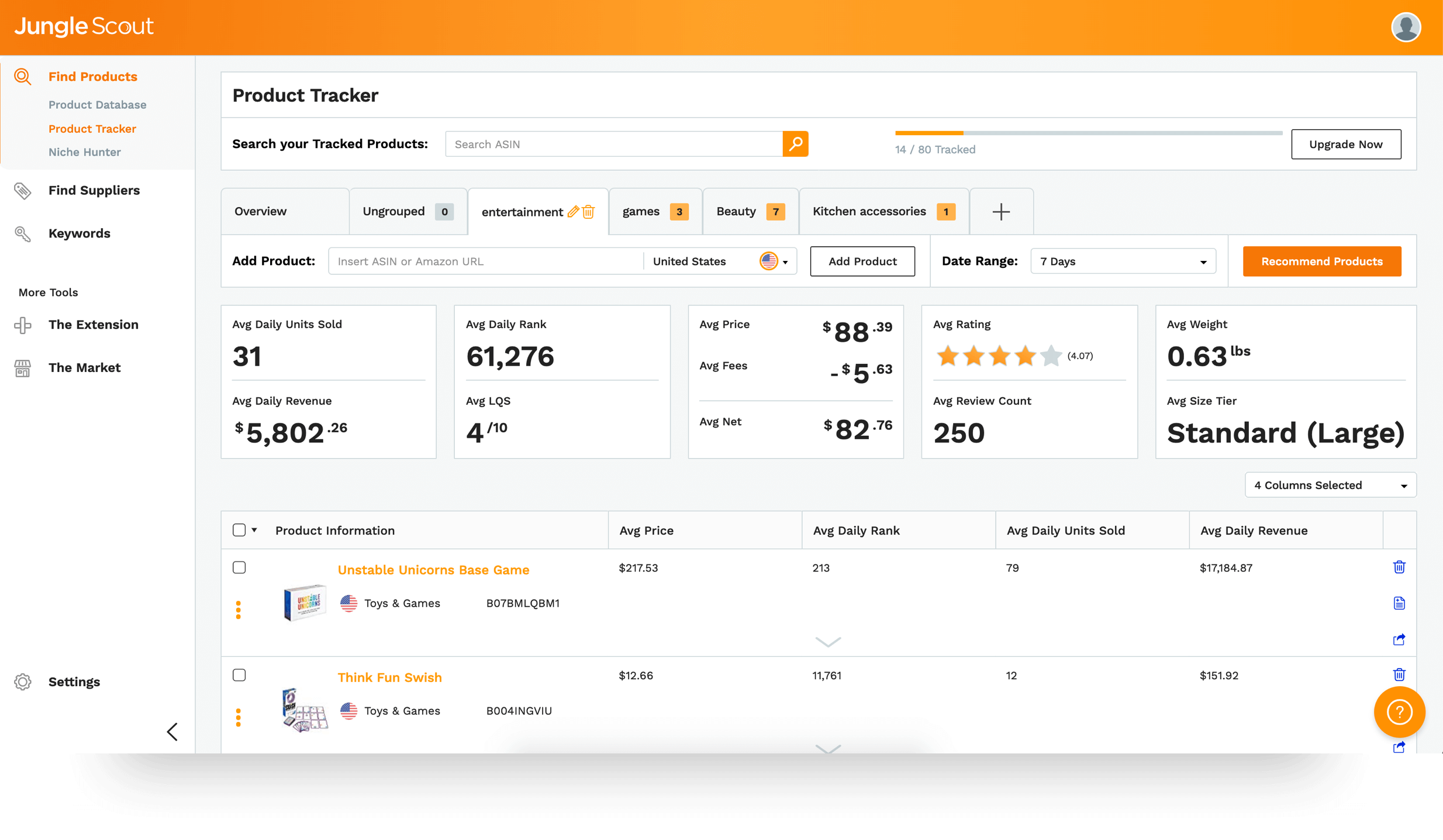 Helium10 vs JungleScout- product database