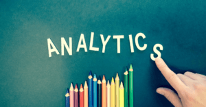 Amazon sales estimates: The word analytics, and pencil crayons as the graph
