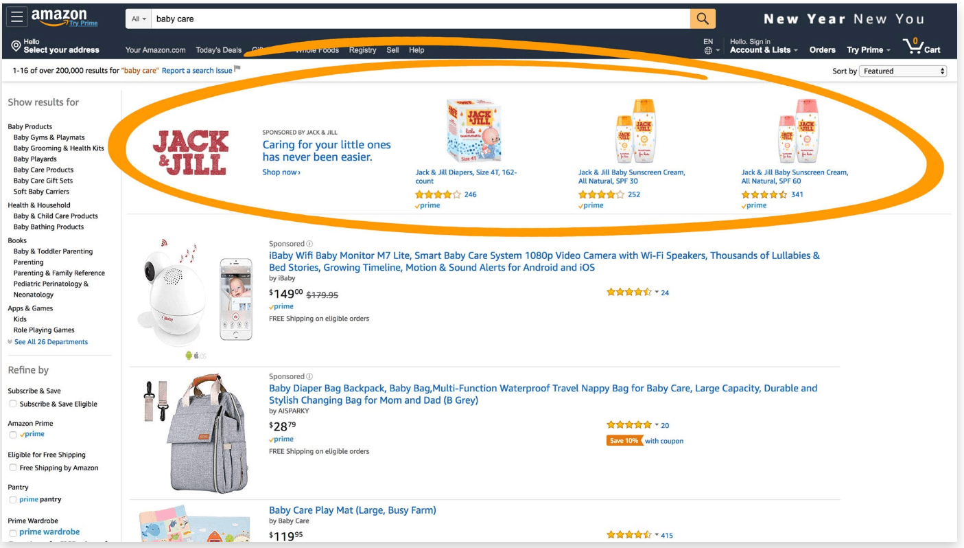 Amazon Brand Registry: sponsored brand ads