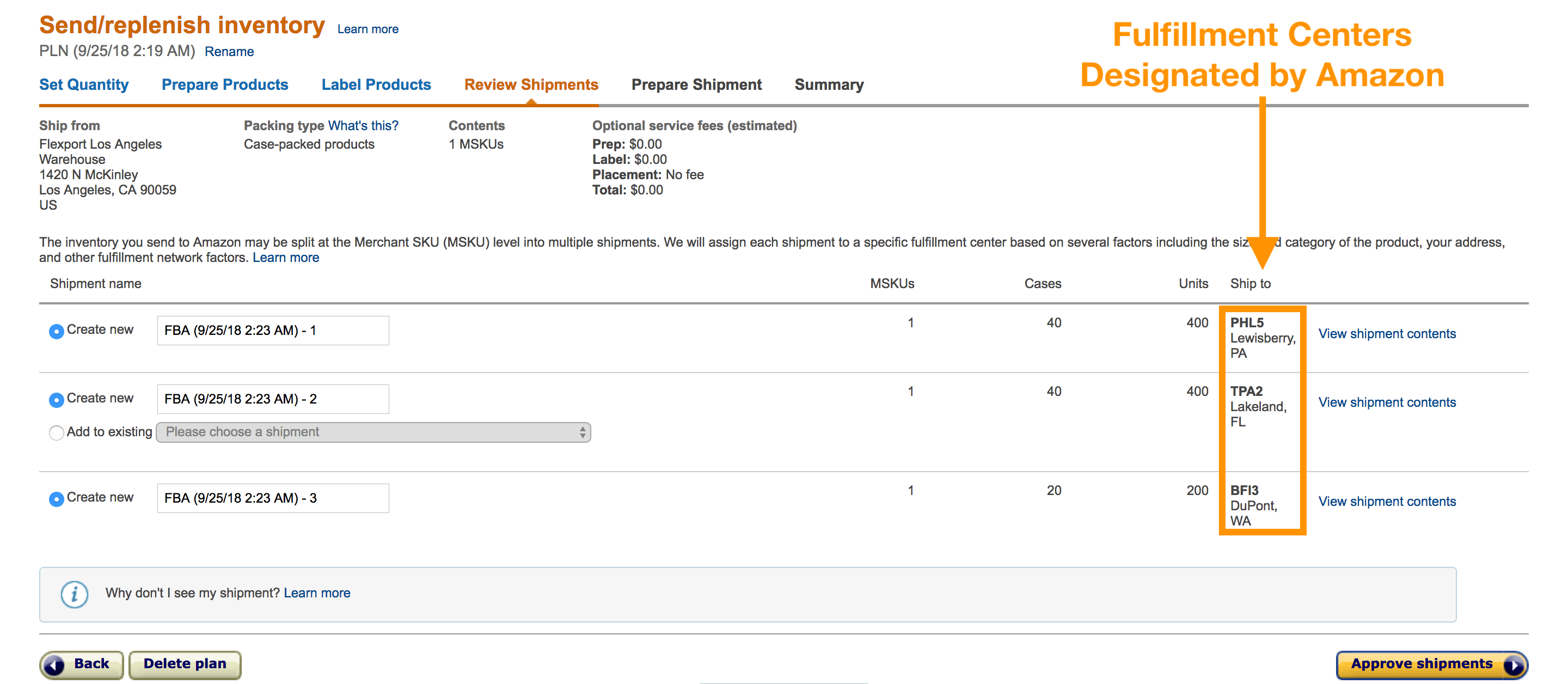 fba shipping plan