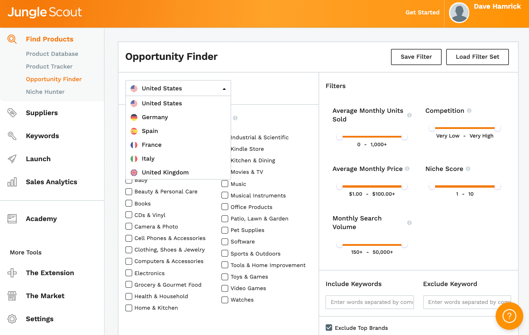 Jungle Scout Opportunity Finder