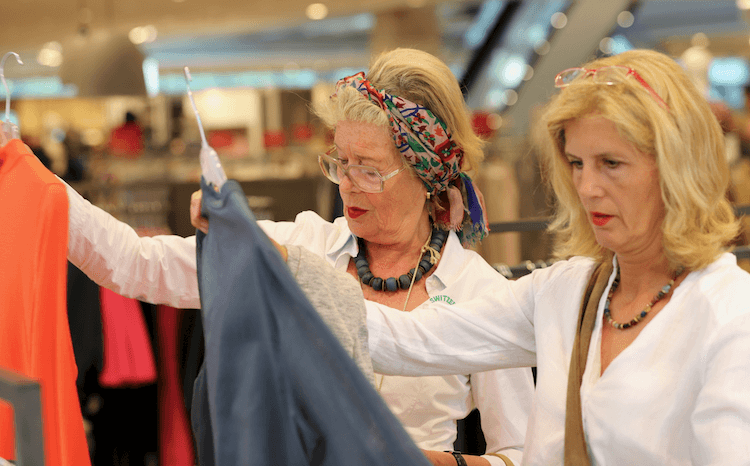 Millennial shopping habits: two women (of different ages) shopping