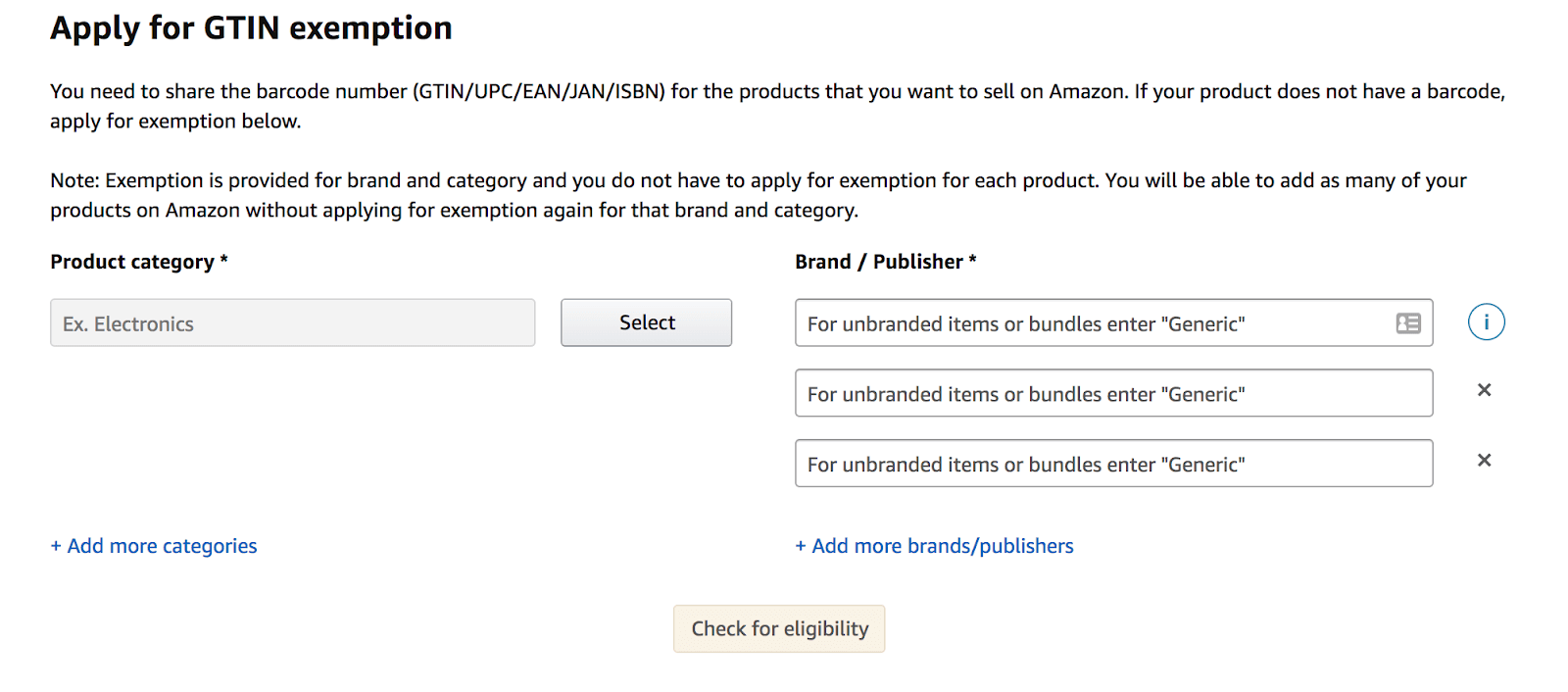 exemption name and group assignment amazon