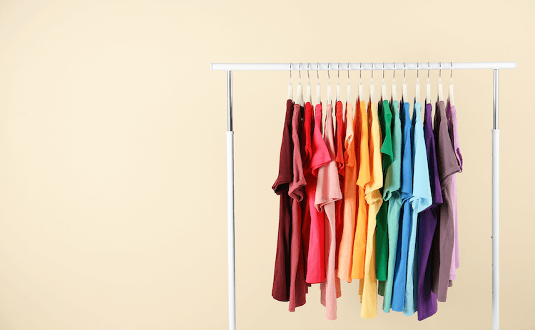 Amazon product listing variations: t-shirts on a rack