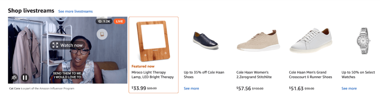 live commerce amazon live example 