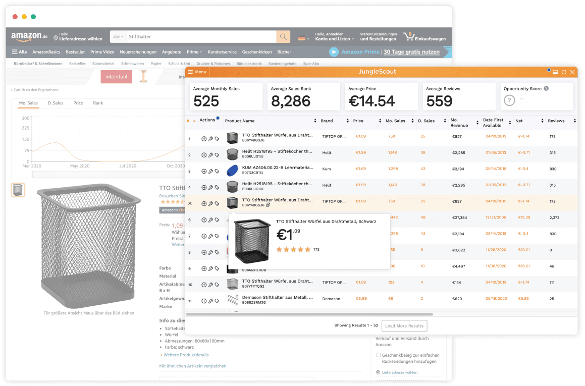 Jungle Scout Chrome- und Firefox Extension – Amazon Produkt-Recherche