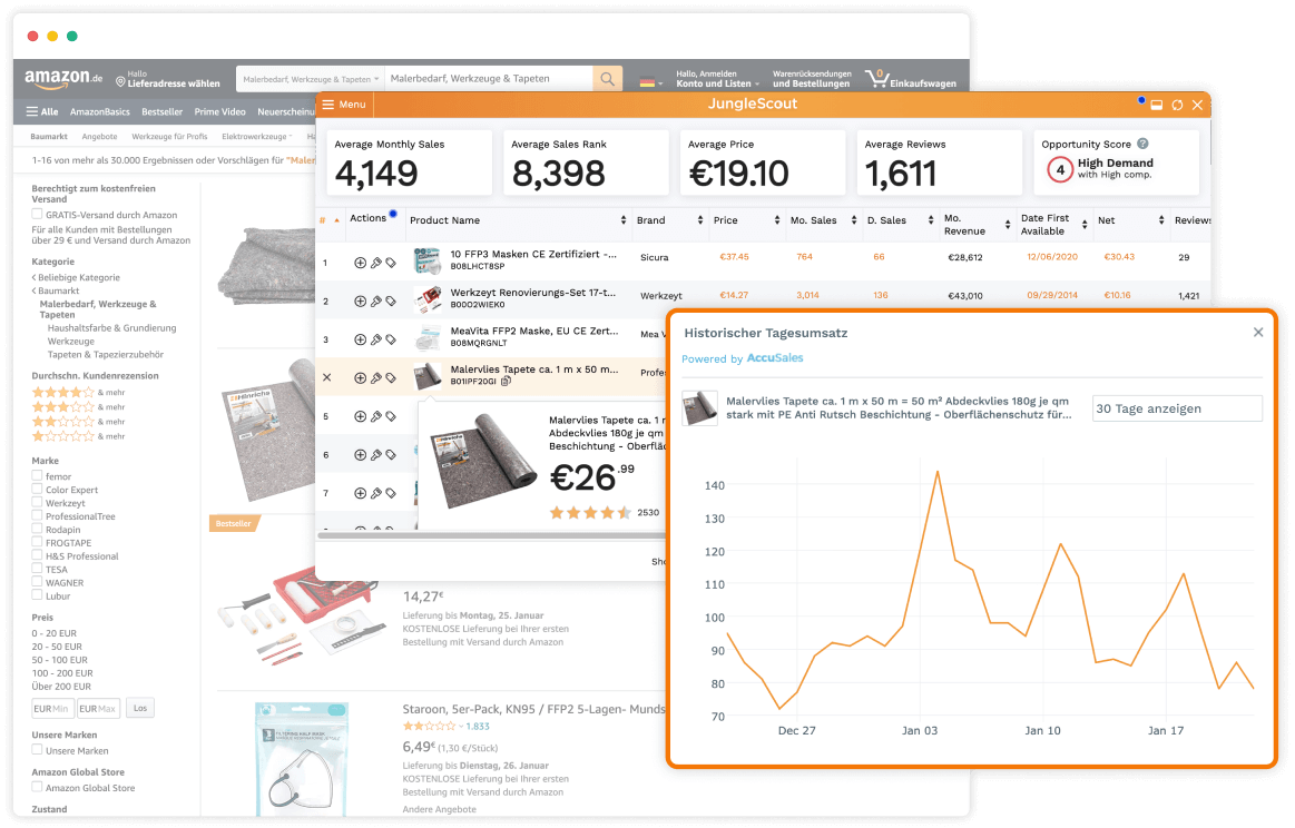 Jungle Scout Chrome und Firefox Extension Amazon ProduktRecherche