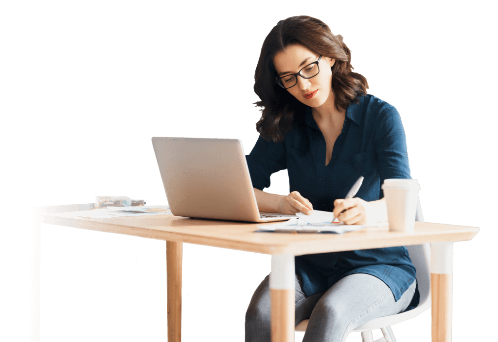 female working on a laptop