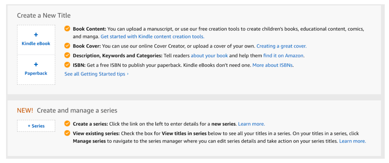 kindle direct publishing publication types