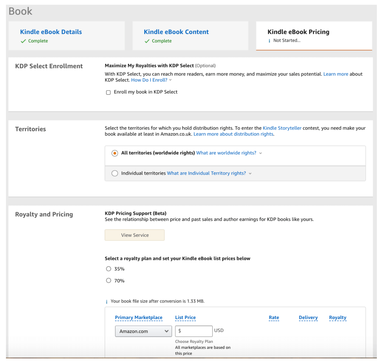 kindle direct publishing login