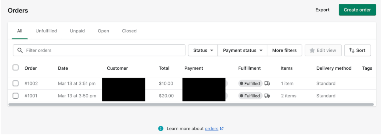 Online Order Status, Page 2