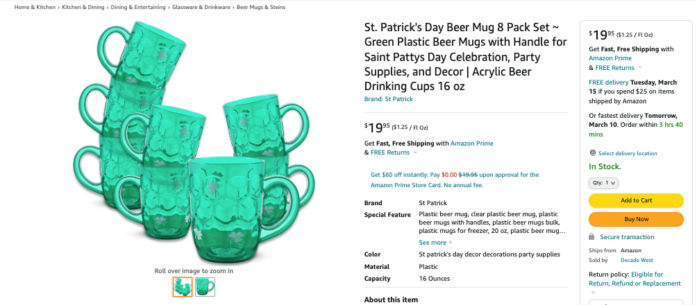 St. Patrick's Day beer mugs