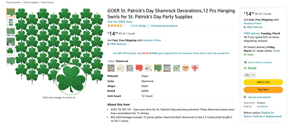 St. Patrick's Day decorations