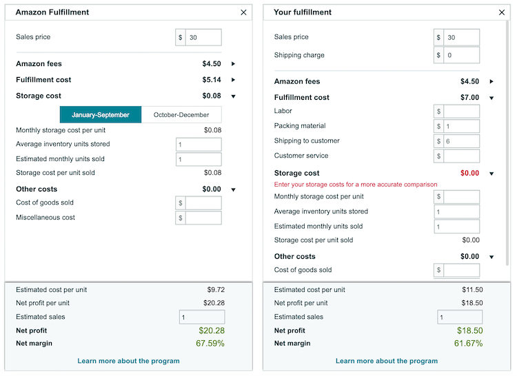 what are the fees for amazon fba QuyaSoft