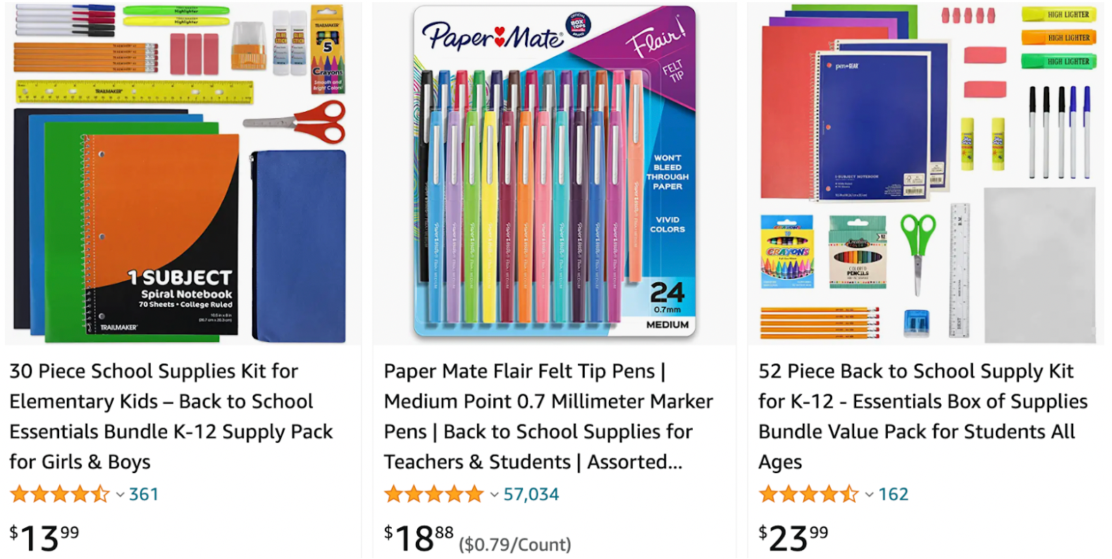 Back to School Essentials Supplies Kit Bundle K-8-20 Piece First Day of School Essentials Kit 