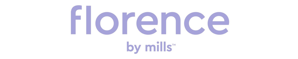 A banner image with a white background and light purple text that reads "Florence by Mills."