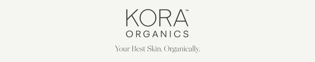 A cream-colored banner image with black text that reads "Kora Organics. Your best skin. Organically."