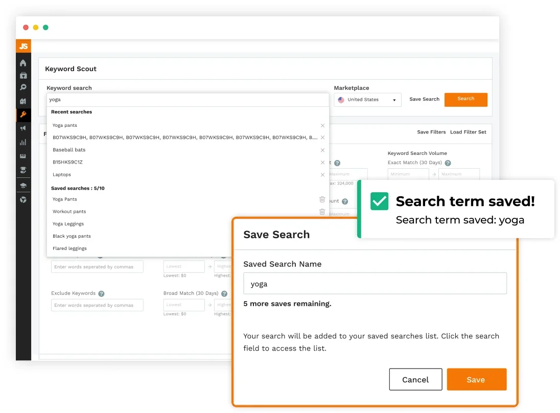 Competitive intelligence features on the Amazon Keyword Research Tool
